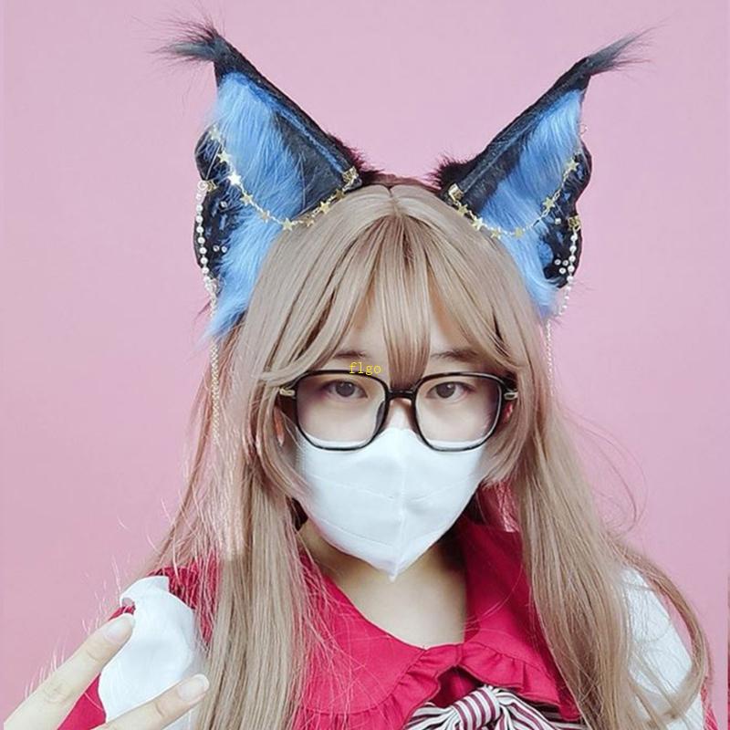 Băng Đô Cài Tóc Hình Tai Mèo Lông Giả Phong Cách Lolita