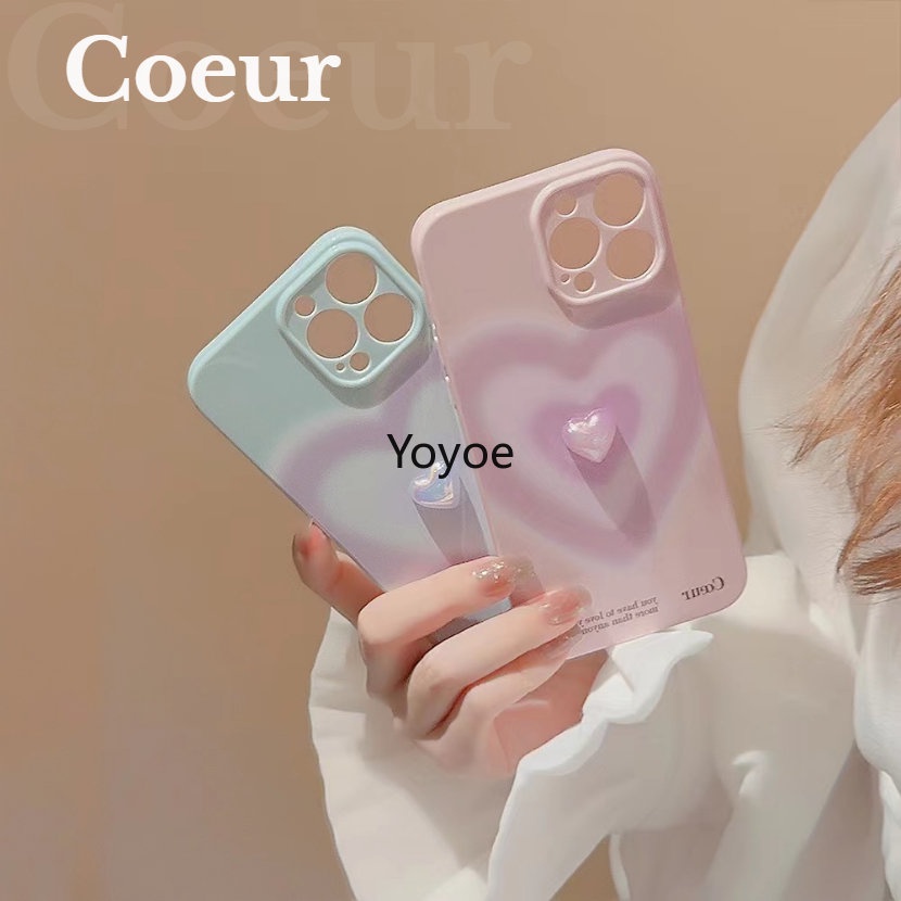 Ốp Điện Thoại Silicon TPU Mềm Chống Sốc Hình Trái Tim 3D Thời Trang Cho iPhone 14 13 12 11 Pro Max X XR XS Max 7 8 Plus