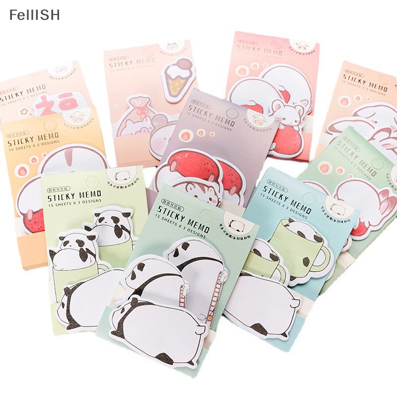 [Felli] 1 Bộ Giấy Ghi Chú 439br 3 Lớp Họa Tiết Động Vật / Thỏ / Chó Cáo Dễ Thương Trang Trí Văn Phòng