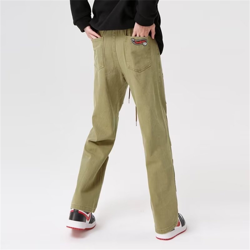 Quần Jean Dài Lưng Cao Dáng Rộng Phong Cách Retro Mỹ Cá Tính Cho Nam Nữ