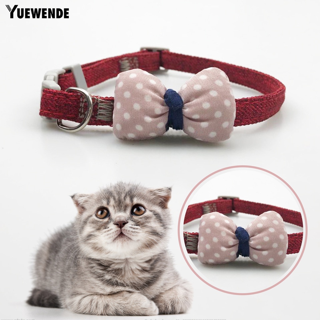 Vòng Cổ Thoáng Khí Không Phai Họa Tiết Kẻ Sọc Đính Nơ Cho Thú Cưng YQ.E