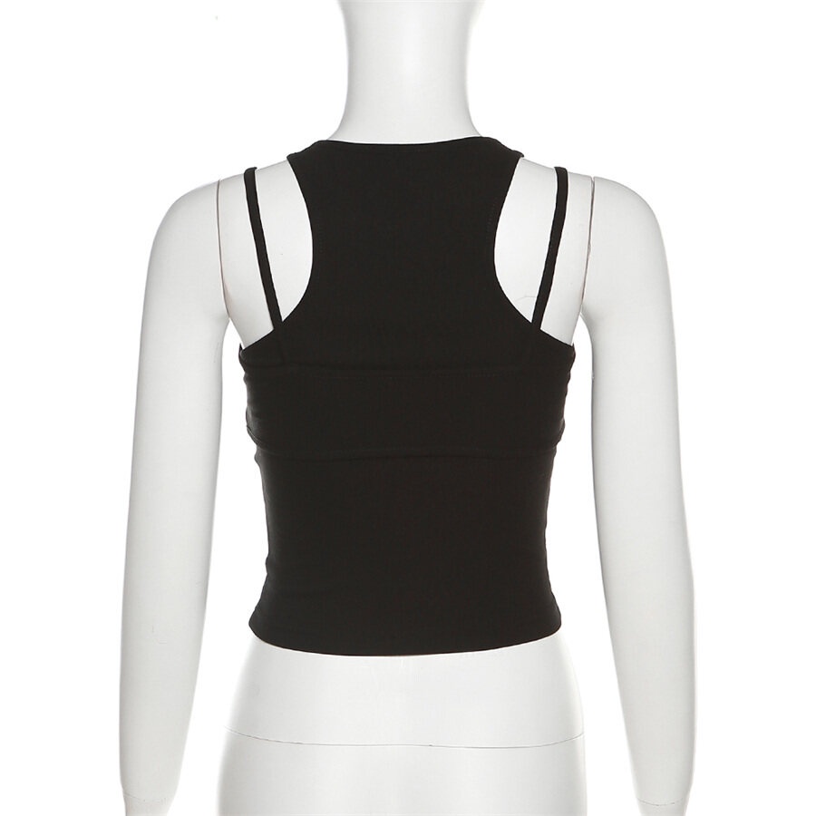 Klalien Áo Hai Dây Mùa Hè Ôm Dáng Màu Trơn Khoét Lỗ Gợi Cảm Hợp Thời Trang Cho Nữ