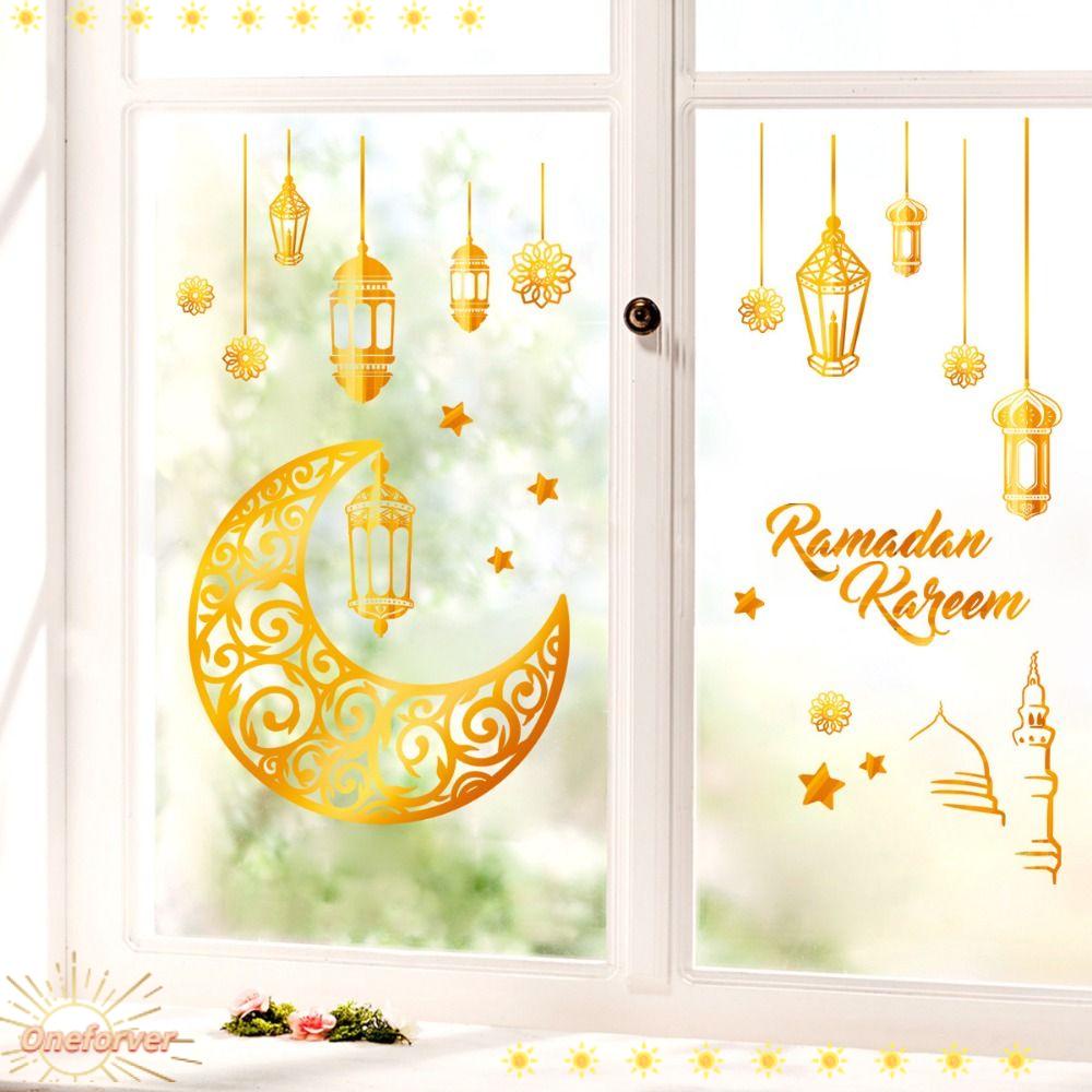 Sticker Dán Cửa Sổ DIY Họa Tiết Eid Mubarak Có Thể Tháo Gỡ Trang Trí Lễ Hội Ramadan