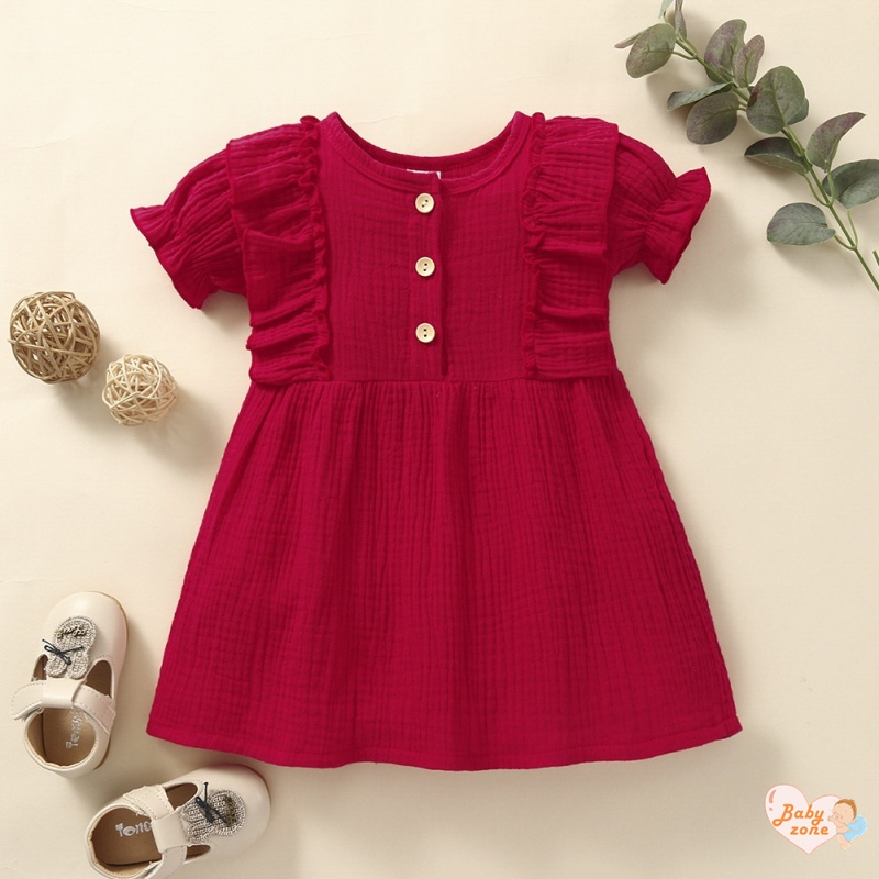 Đầm Tay Phồng Ngắn Dài Ngang Gối Thời Trang Mùa Hè Xinh Xắn Cho Bé Gái 0-24 Tháng Tuổi