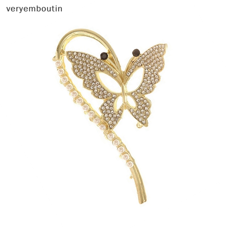 Kẹp Tóc Hình Bướm &amp; Ngọc Trai Bằng Kim Loại Cho Nữ 1 Cái