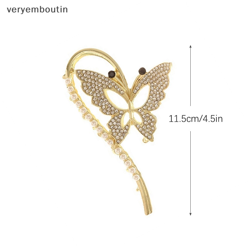 Kẹp Tóc Hình Bướm &amp; Ngọc Trai Bằng Kim Loại Cho Nữ 1 Cái