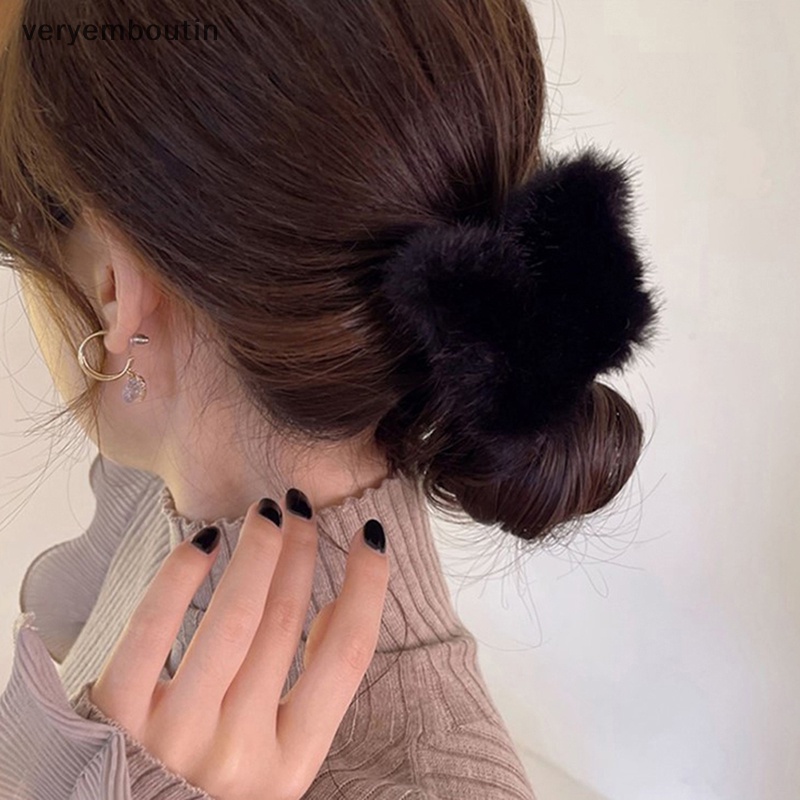 Kẹp Tóc Bướm / Cá Mập Bằng Vải Lông Nhung Màu Trơn Thanh Lịch Đơn Giản