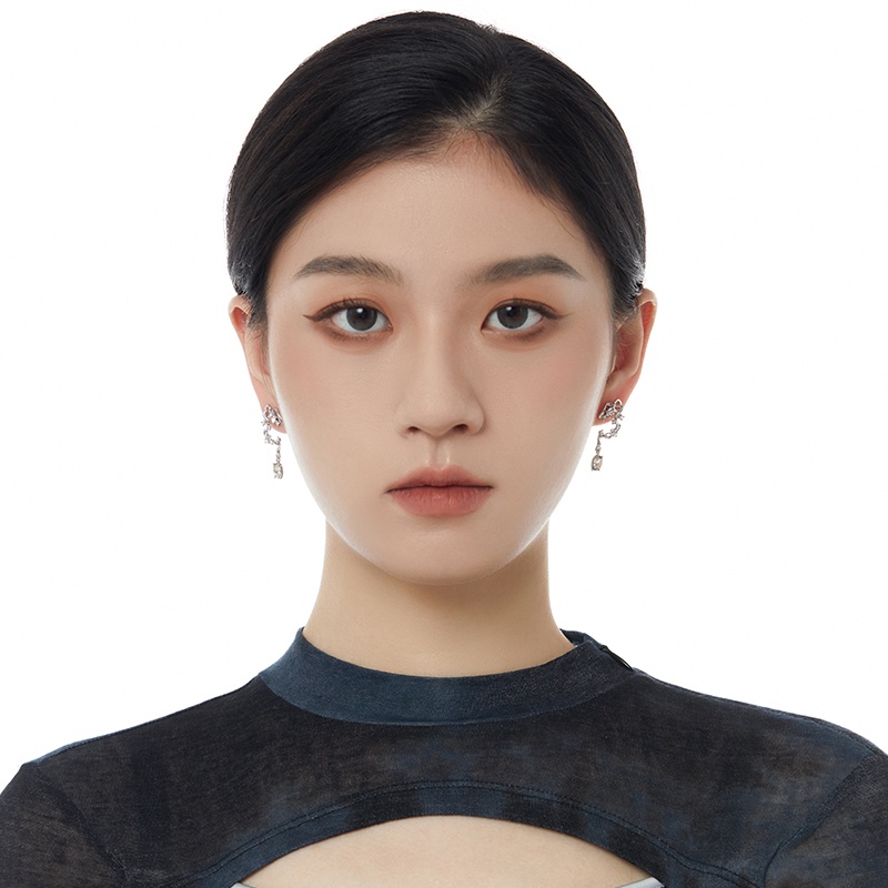 Bông Tai Mạ Bạc 2023 Dáng Dài Thiết Kế Không Đồng Đều Sang Trọng Thời Trang Cho Nữ