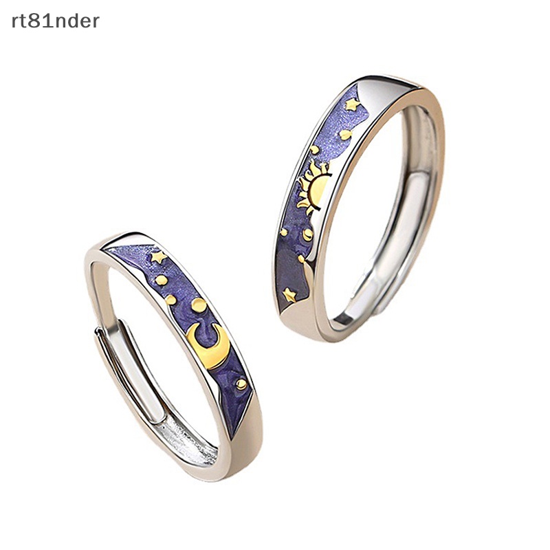 Rt Nhẫn Cặp Đôi Hình Mặt Trăng / Mặt Trời Có Thể Điều Chỉnh Kích Thước Thời Trang Làm Quà Tặ