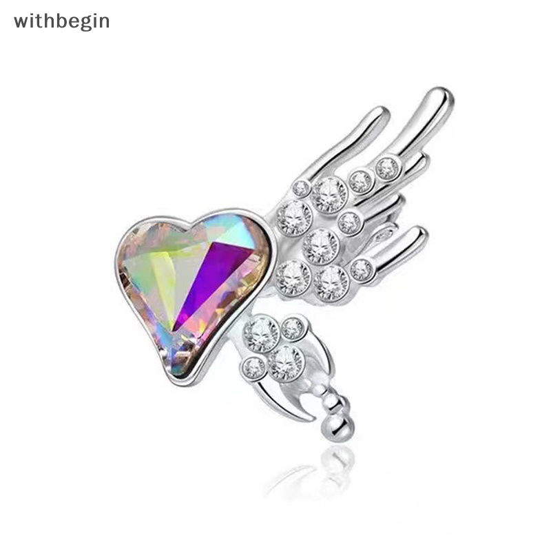 Bông Tai Kẹp Vành Tai Hình Trái Tim Đính Đá Pha Lê Nhiều Màu Thời Trang Cho Nữ