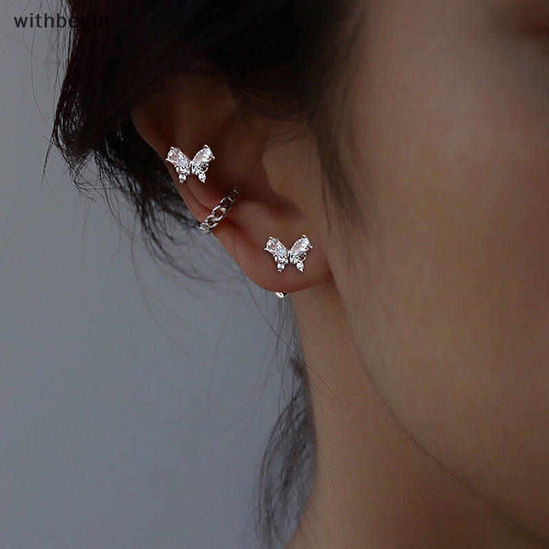 1 Đôi Khuyên Tai Dạng Xoắn Ốc Hình Bướm Đính Đá Zircon Cho Nữ