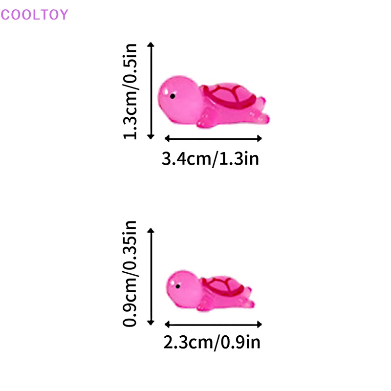 Cooltoy Set 3 Tượng Rùa Hoạt Hình Mini Màu Dạ Quang Trang Trí Tiểu Cảnh / Nhà Búp Bê