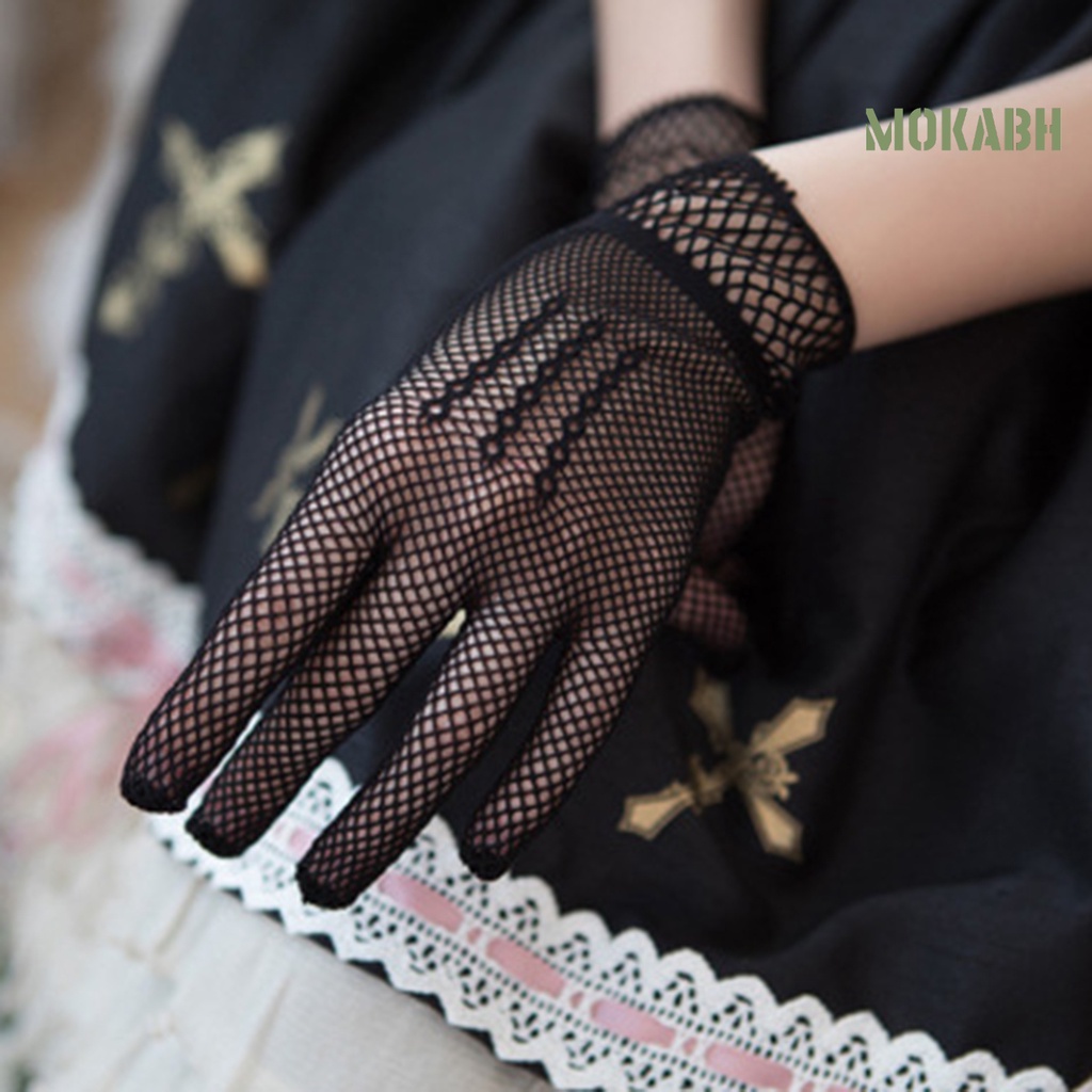 1 Đôi Găng Tay Cô Dâu Phối Ren Thắt Nơ Co Giãn Thoáng Khí