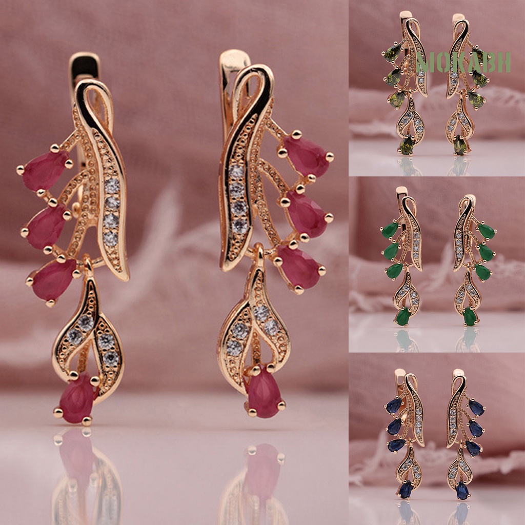 1 Đôi Bông Tai Dài Hình Giọt Nước Đính Đá Zircon Đơn Giản Dành Cho Nữ