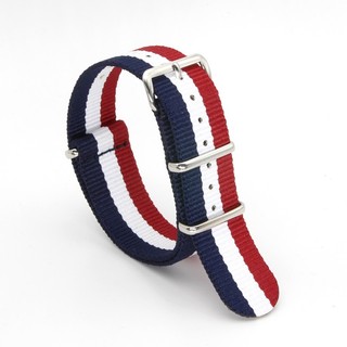 Đồng Hồ Thạch Anh Dây Đeo Vải nylon Mềm Màu Xanh Dương-Trắng 18mm 20 22 24MM Chống Thấm Nước Thông Dụng Cho unisex