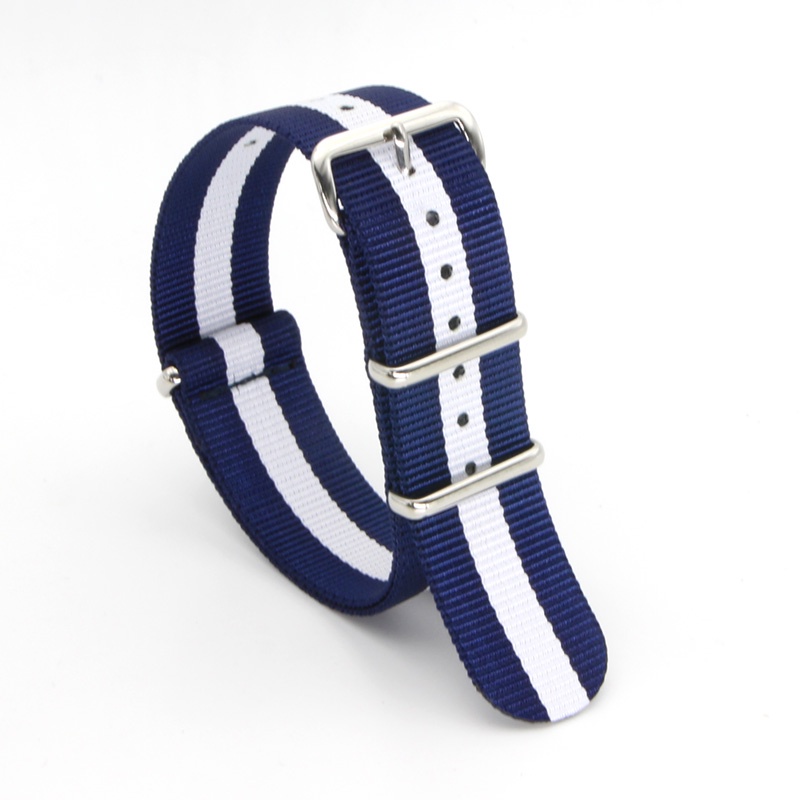 Đồng Hồ Thạch Anh Dây Đeo Vải nylon Mềm Màu Xanh Dương-Trắng 18mm 20 22 24MM Chống Thấm Nước Thông Dụng Cho unisex