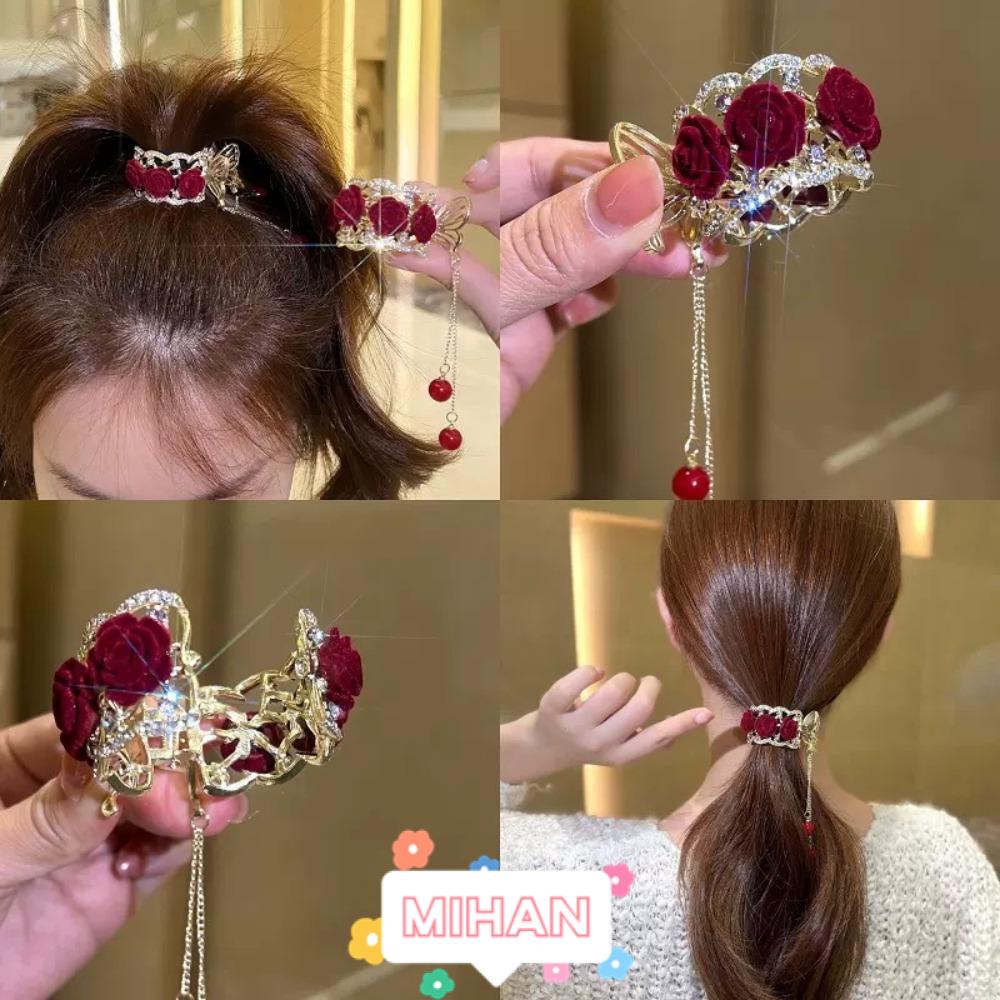 Kẹp Tóc Kim Loại Hình Hoa Hồng Thời Trang MIHAN1