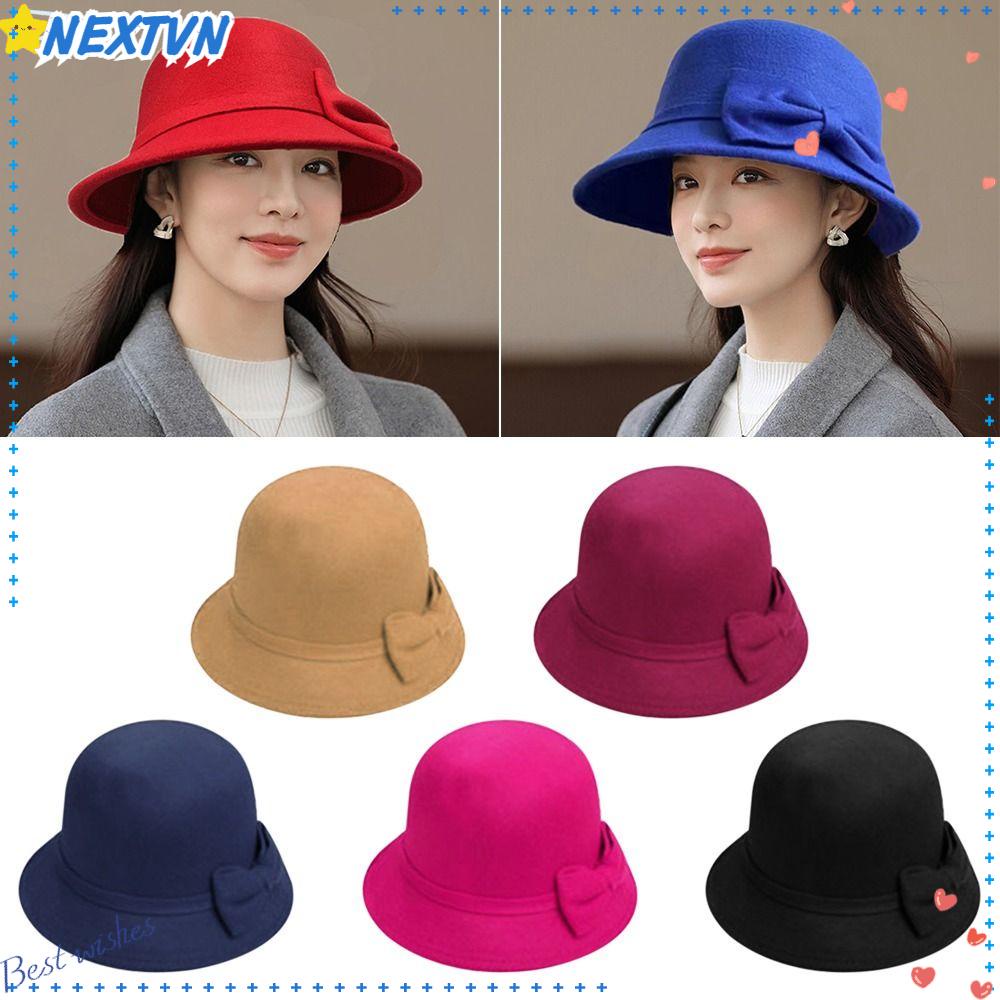 Mũ Bucket Len Phong Cách Vintage Thời Trang Cho Nữ