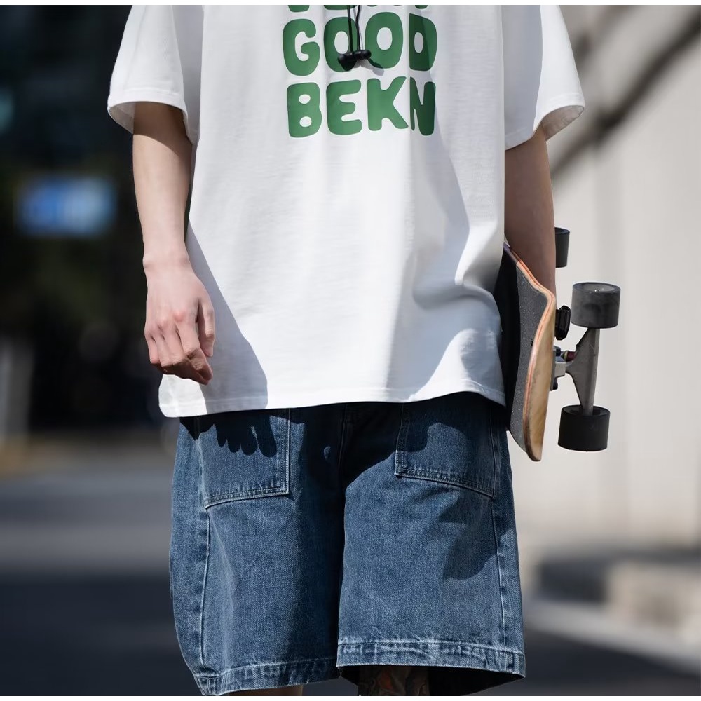 Quần Short Denim Dáng Rộng Phong Cách Retro Thời Trang Mùa Hè Cao Cấp Cho Nam