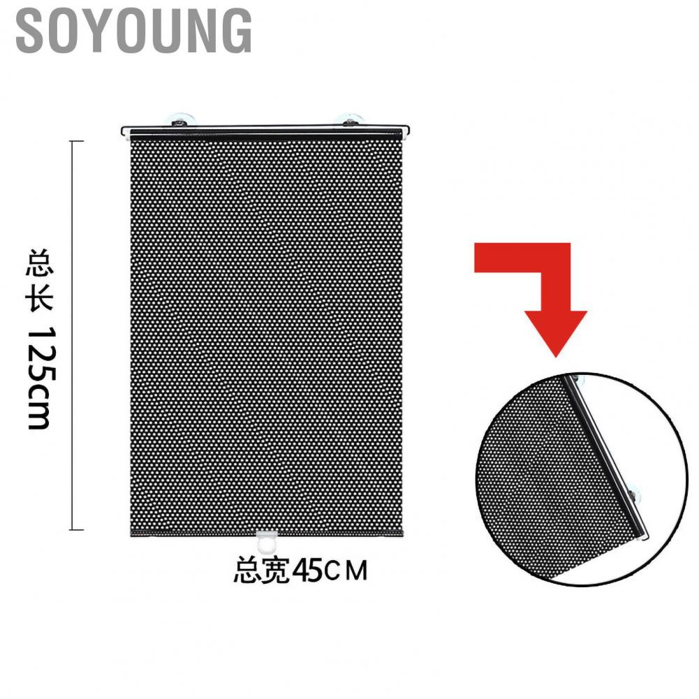 Soyoung Car Front Rear Windshield Sun Visor Curtain Sunshade Heat Insulation Automatic Winding with Sucker