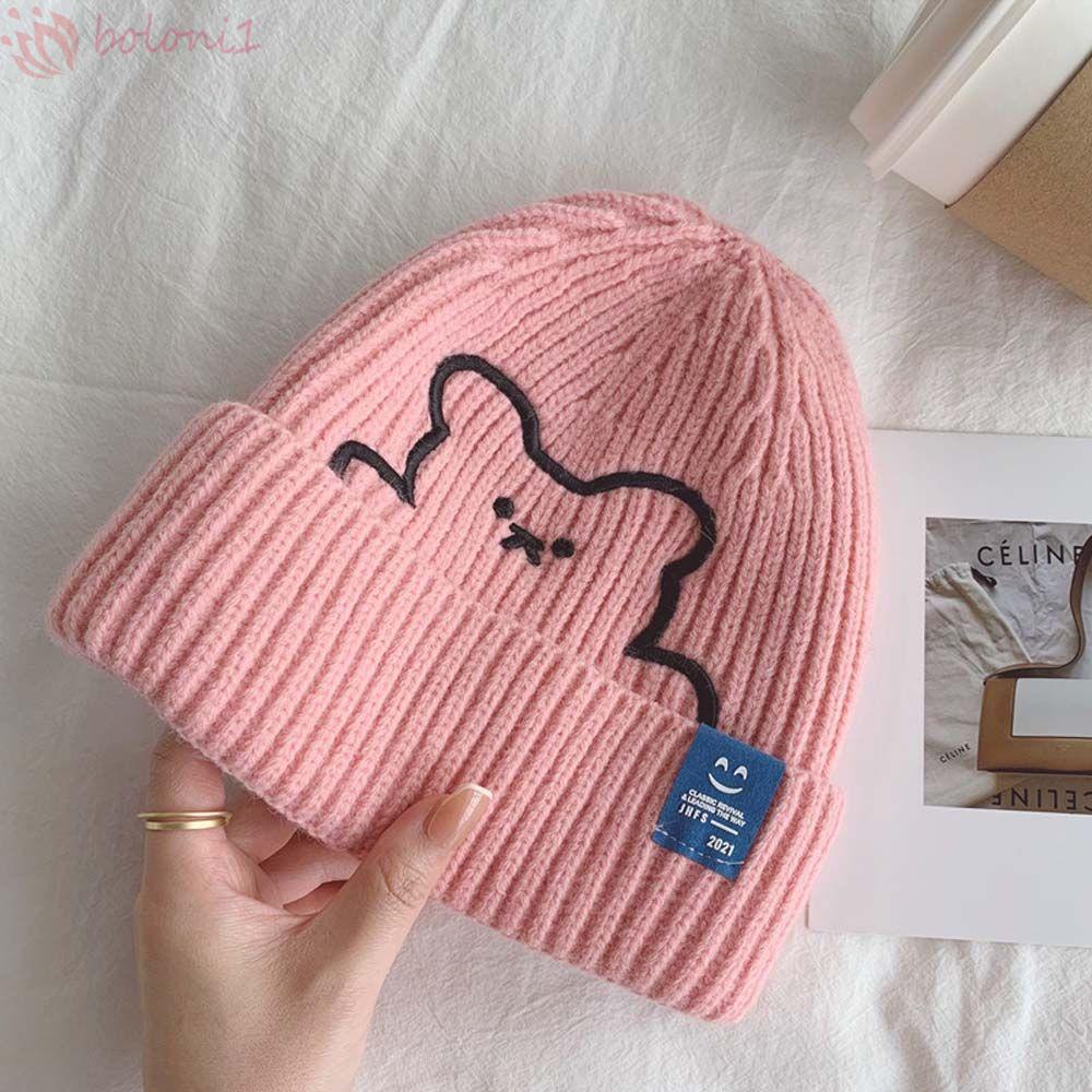 Mũ Beanie Dệt Kim Họa Tiết Kẻ Sọc Đơn Giản Dễ Phối Đồ Thời Trang Mùa Đông Cho Nữ