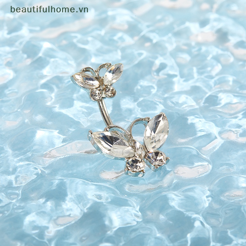Khuyên Rốn Hình Bướm Đính Đá Pha Lê Dễ Thương Quyến Rũ Thời Trang Cho Nữ