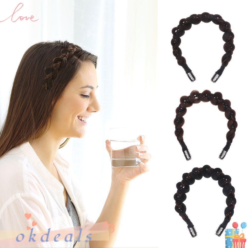 Băng Đô Kiểu Tóc Giả Bện Bằng Sợi Tổng Hợp Chống Trượt Dành Cho Nữ