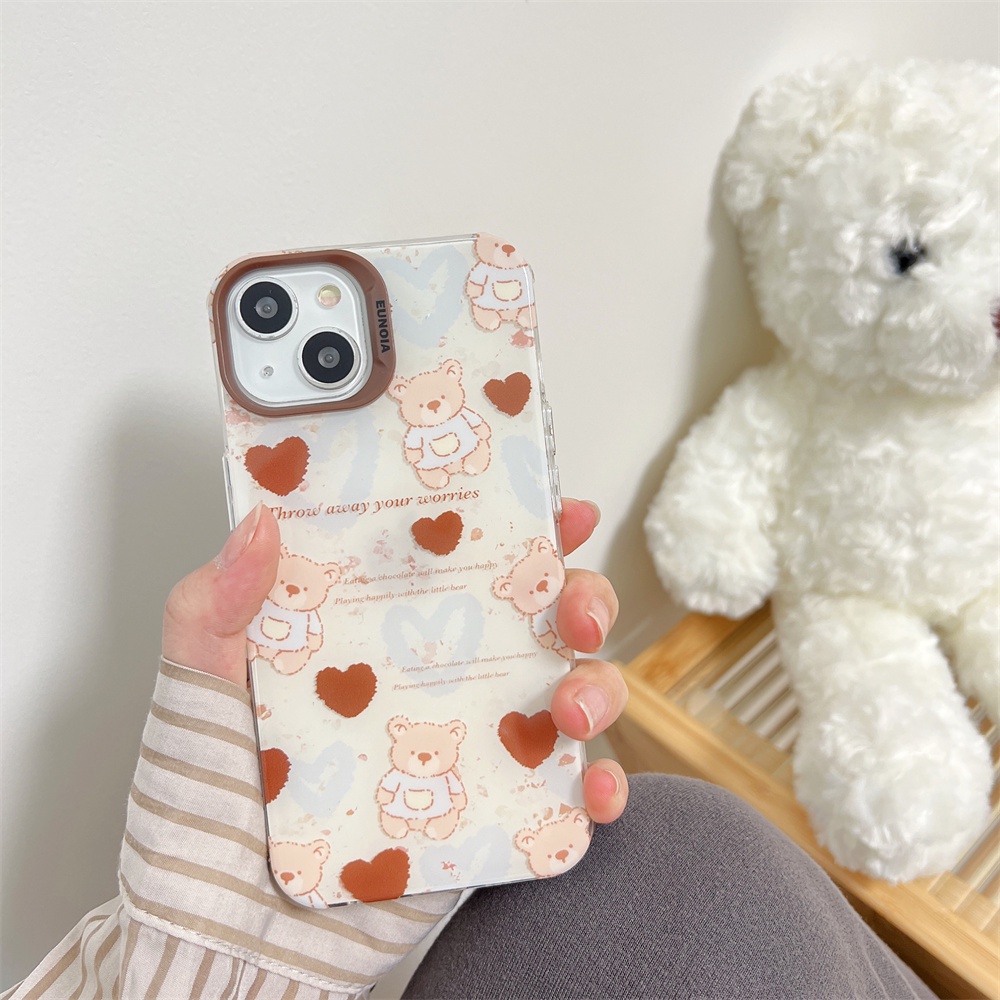 Ốp Điện Thoại TPU Mềm Trong Suốt Họa Tiết Gấu Hoạt Hình Hai Mặt Cho iPhone 14 13 12 11 Pro Max