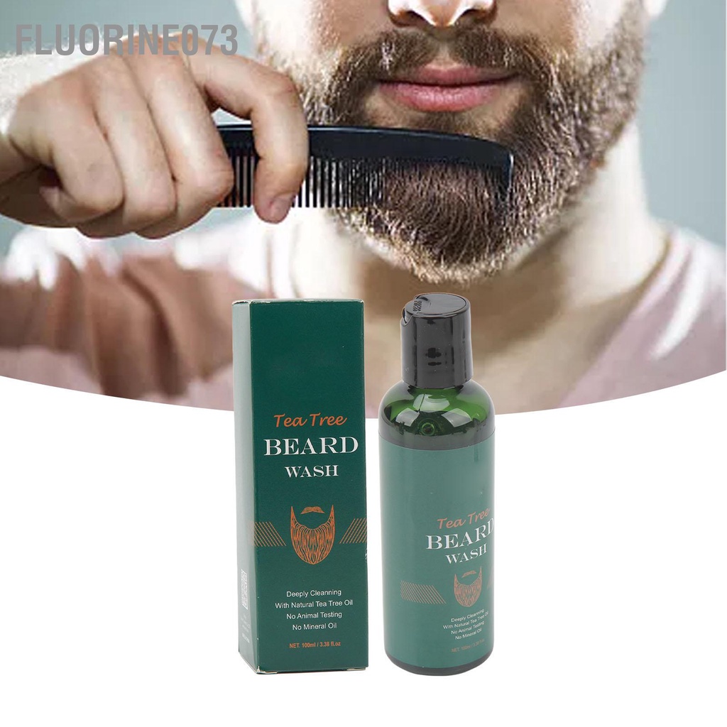 Fluorine073 100ml Men Beard Wash Làm sạch sâu Dầu cây trà gội râu nam để dưỡng tóc