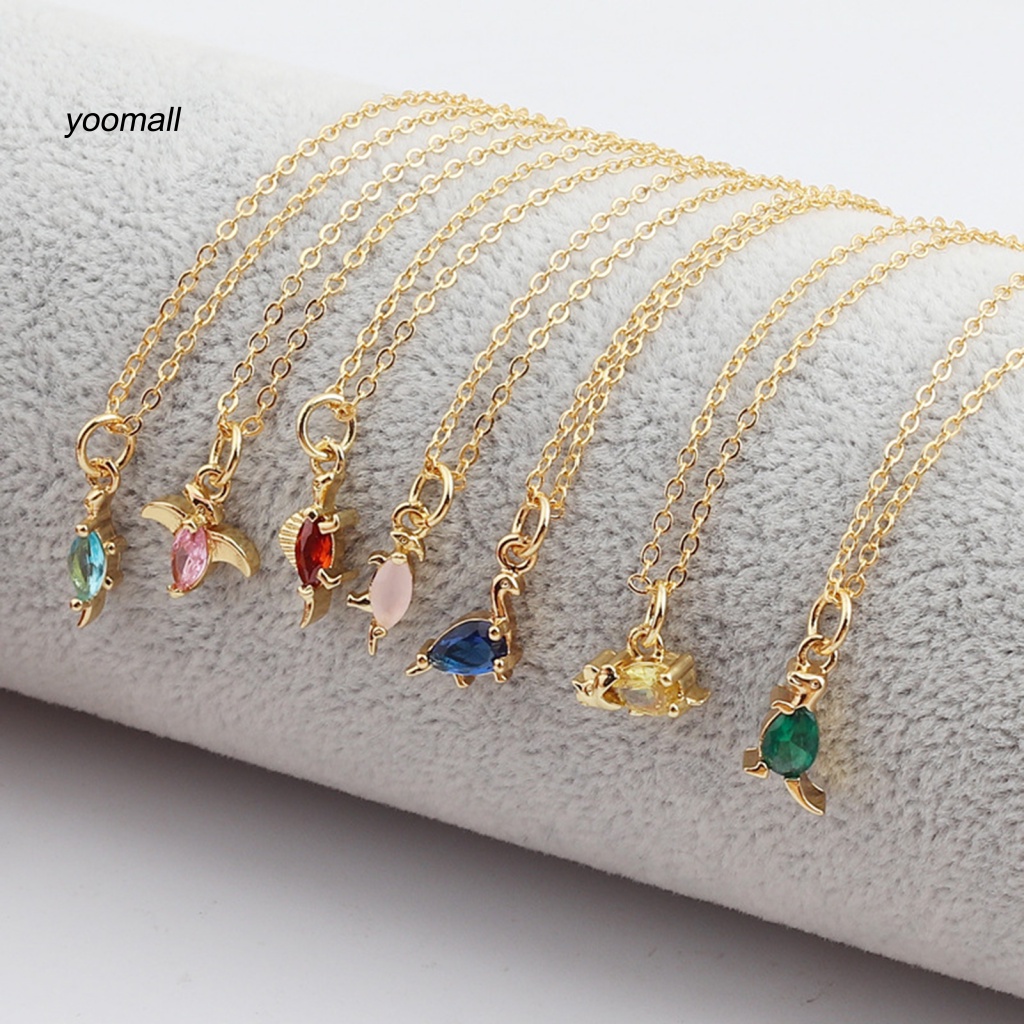 Yo / Vòng cổ Mặt Hình Khủng Long Đính Đá Zircon Mạ Điện Lâu Trôi Mặc Hàng Ngày