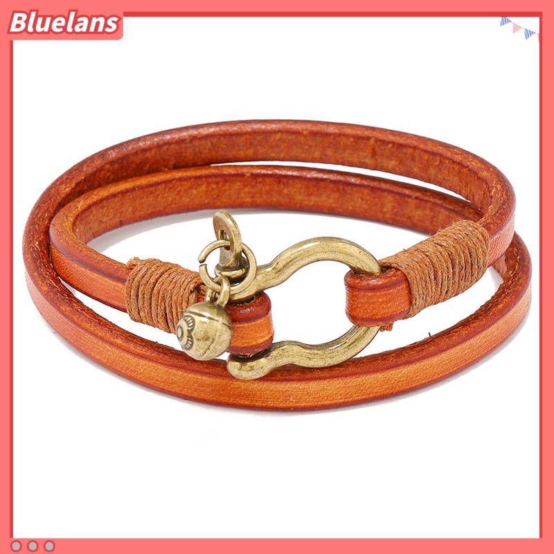 [BLS] Vòng Đeo Tay Da Hai Vòng Khóa Ngựa Đơn Giản Sáng Tạo Kiểu Âu Mỹ Cổ Điển Dành Cho Nam