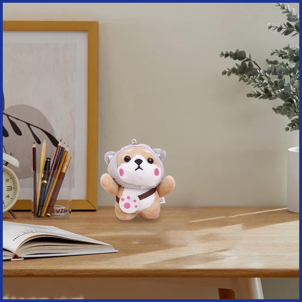 Móc Khóa Hình Chó Shiba Nhồi Bông Màu Sắc Tươi Sáng