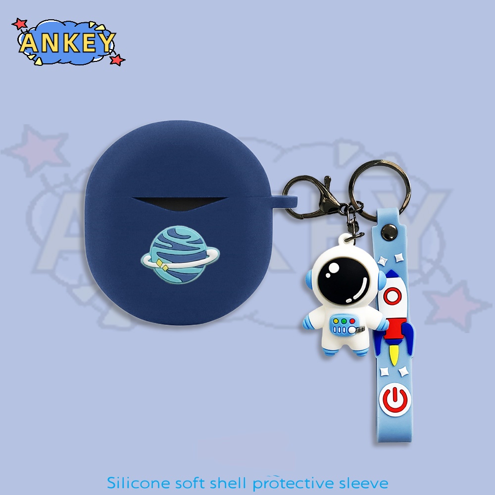 For SoundPEATS Air 4 / Air 3 Deluxe / Capsule 3 Pro Earphone Silicone Case Lovely Astronaut Earbuds Protective Headphone Cover Headset Skin with Pendant