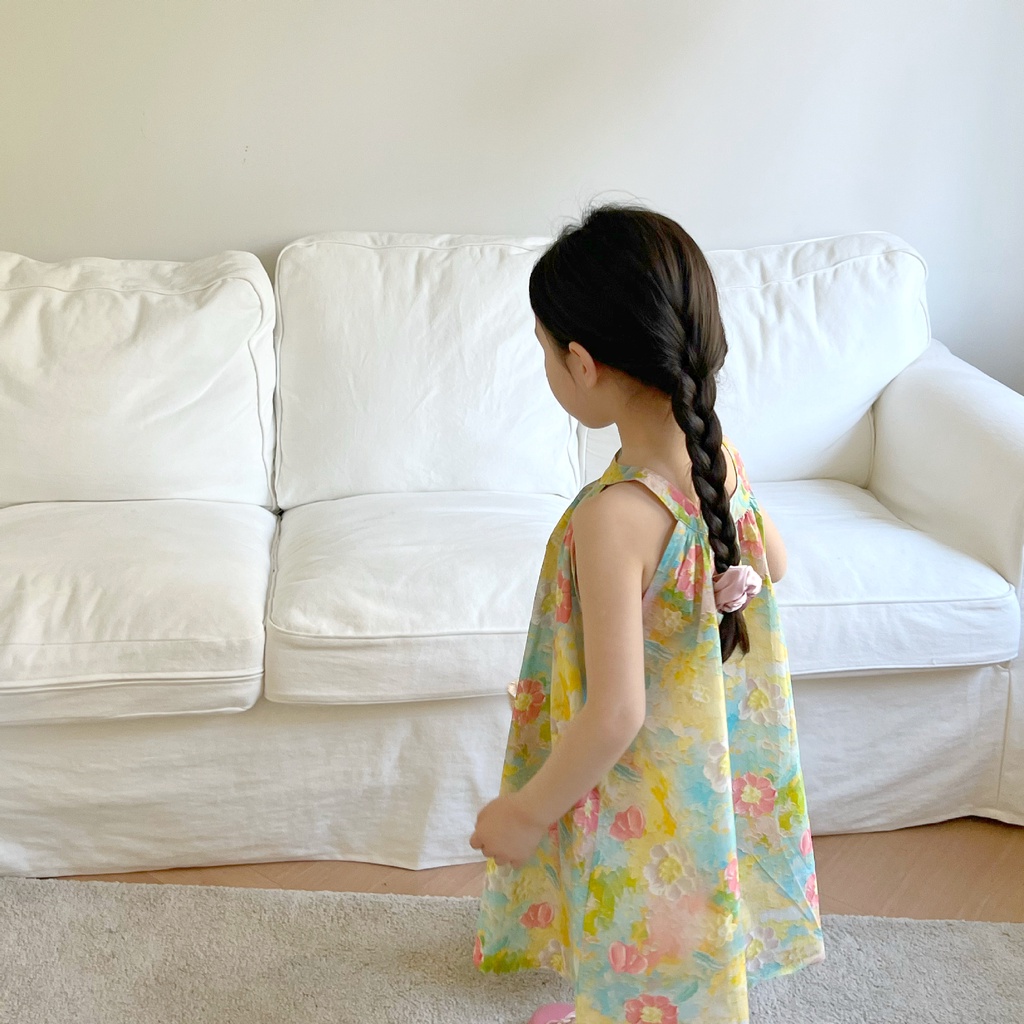 Đầm Hai Dây In Họa Tiết Tranh Sơn Dầu Phong Cách Hàn Quốc Thời Trang Mùa Hè Cho