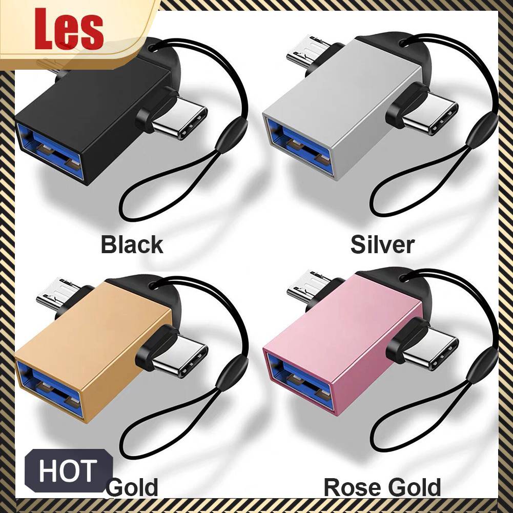 Dây Cáp OTG Chuyển Đổi 2 Trong 1 Loại C Micro USB Đực Sang USB3.0 Cái