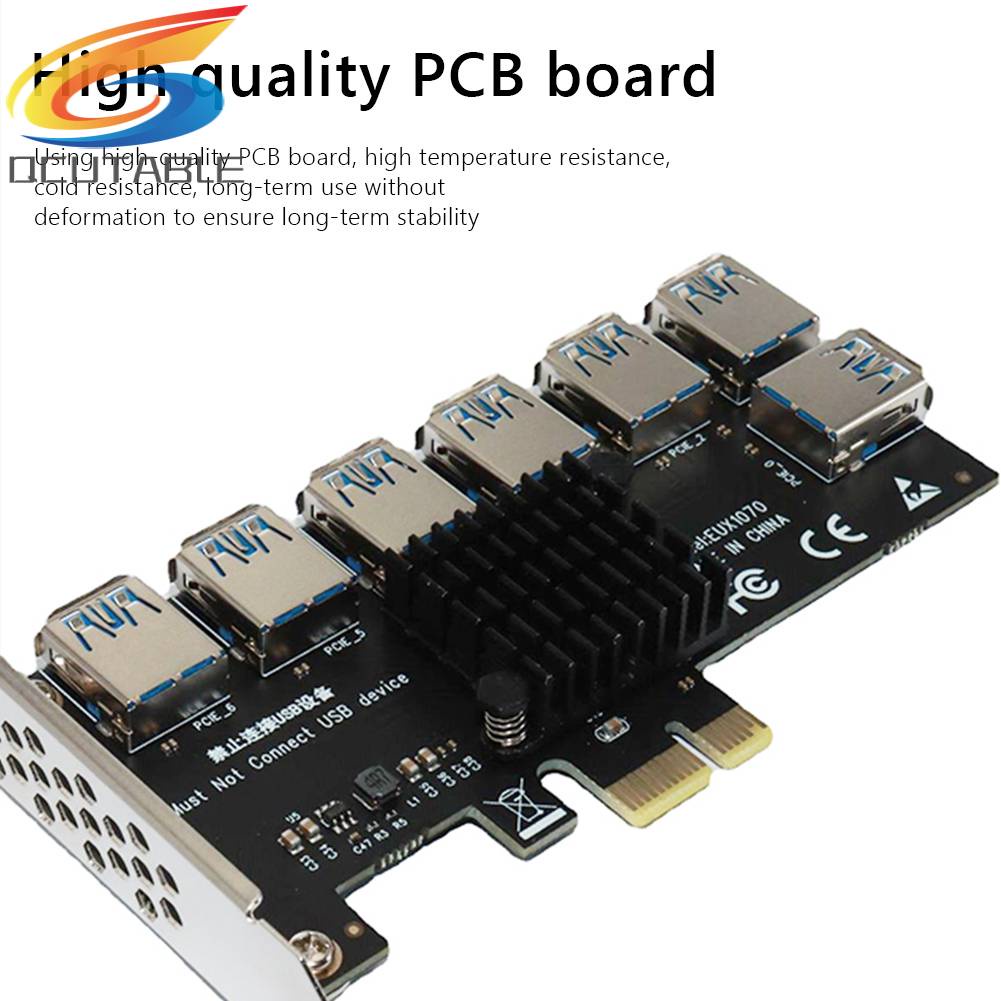 Bảng Mạch Mở Rộng EUX1070 PCI-E 1x 1 Sang 7 Cho BTC Mining PCI Giao Diện Usb 3.0