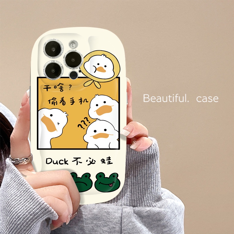 Ốp Điện Thoại Silicone Trong Suốt Chống Sốc In Hình Vịt Cho IPhone 14 13 12 11 Pro Max Casing 7 + 8 Plus XS X XR