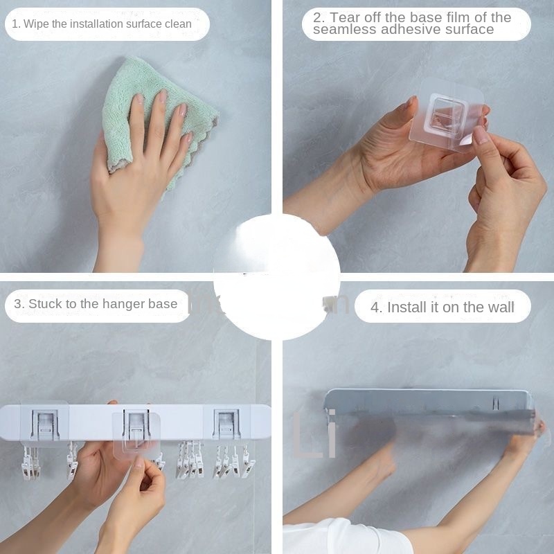 A - LIFE Giá Treo Phơi Đồ 24 Kẹp Đa Năng Không Cần Đục Lỗ Cho Nhà Tắm