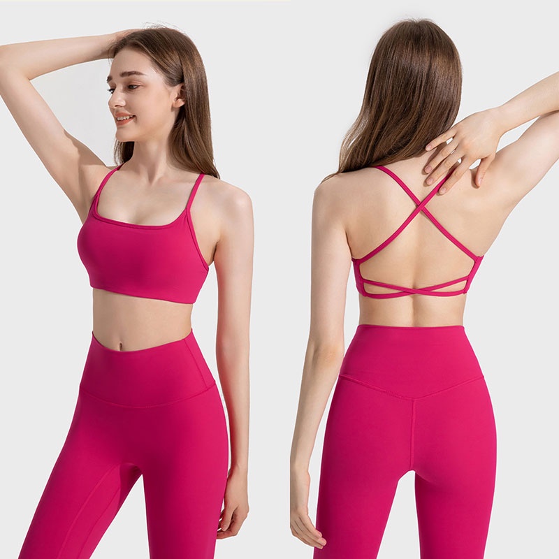 Bộ Đồ Lót Thể Thao Màu Nude Lưng Cao Chống Sốc MAGGIEYOGA