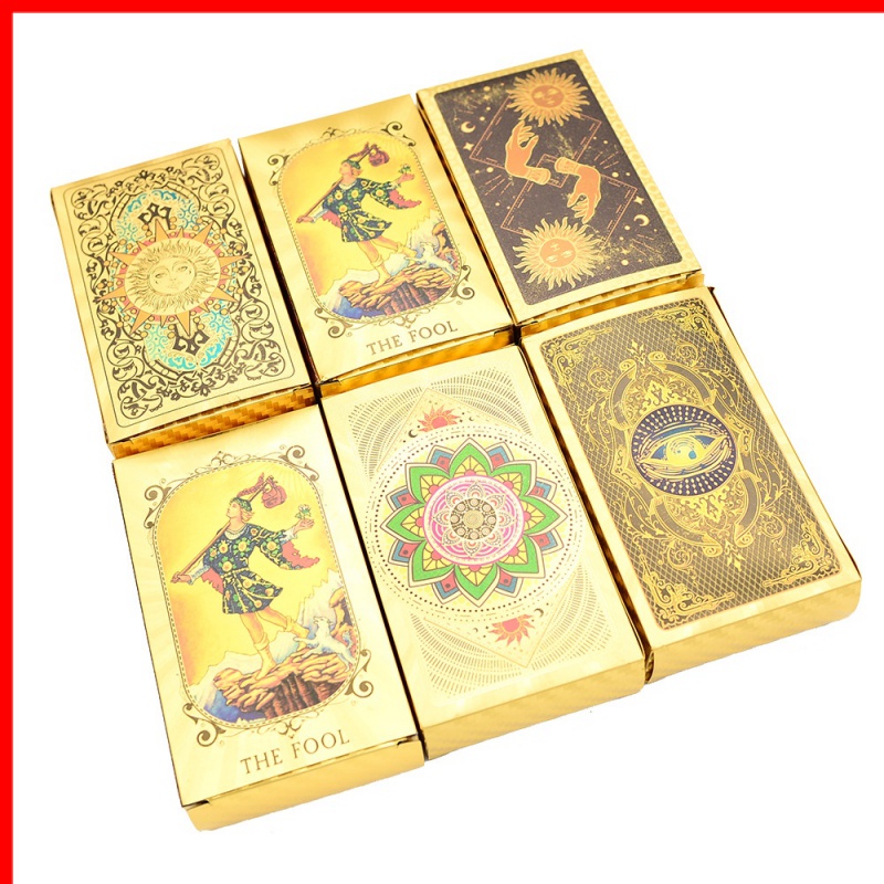 Bộ Bài Tarot Lá Vàng Bằng PVC Chống Nước & Mòn Kiểu Mới