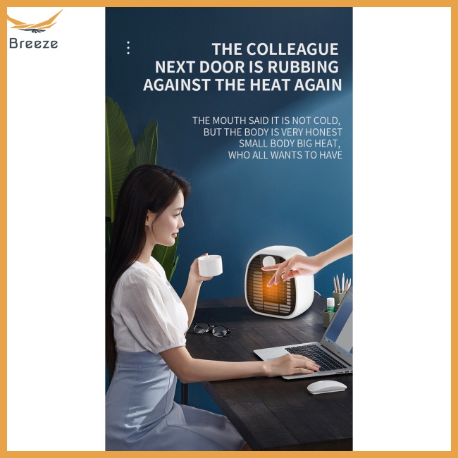 Quạt Sưởi Điện Mini 3600Rpm 3 Mức Độ 36db Tiếng Ồn Thấp Nhỏ Gọn Không Gây Tiếng Ồn