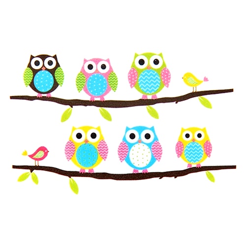 Miếng Dán Trang Trí Tường Hình Chim Cú Hoạt Hình Đáng Yêu