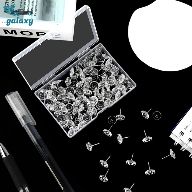 Galaxy Bộ 100 Ghim Bấm Hình Tròn Trong Suốt Dùng Trang Trí