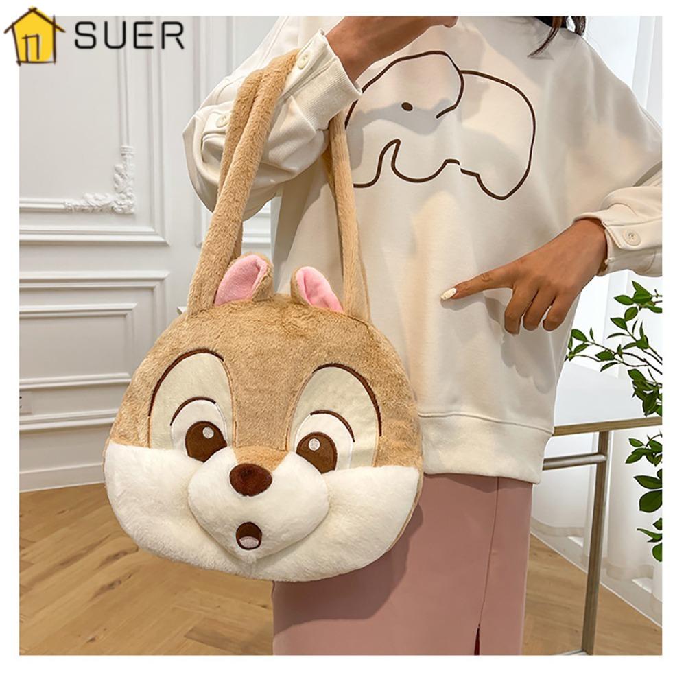 Túi Đeo Vai Bằng Vải Bông Hình Sóc Dễ Thương