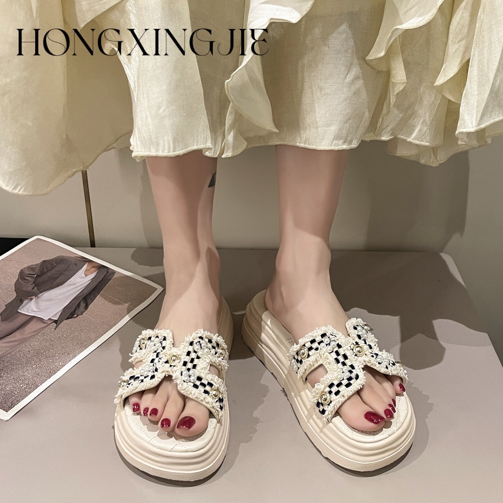 HONGXINGJIE dép sandal nữ dép đế cao Xu hướng thời trang năm 2023NEW      062106