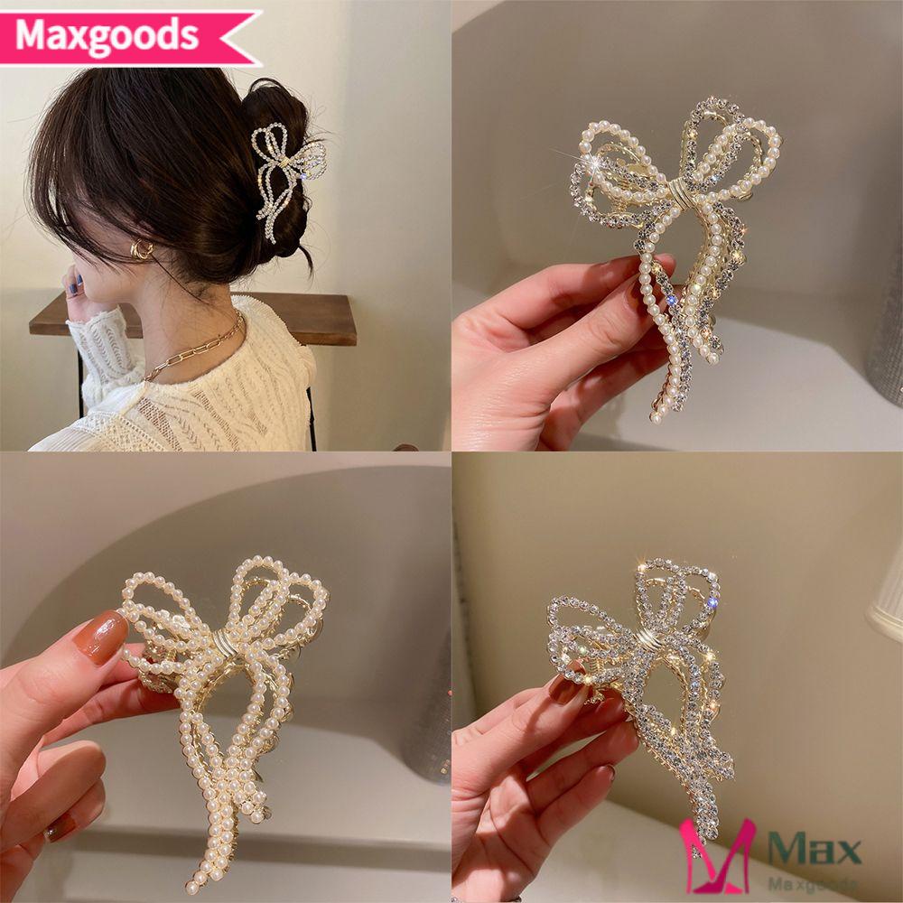 MAXG Kẹp Tóc Kim Loại Đính Ngọc Trai Kiểu Dáng Thanh Lịch Cho Nữ