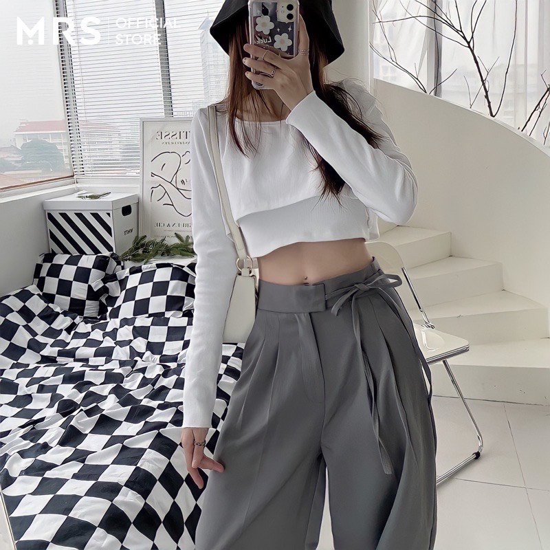 Quần ống rộng thắt dây nơ vải Ruby cao cấp dài 100cm siêu hot M015