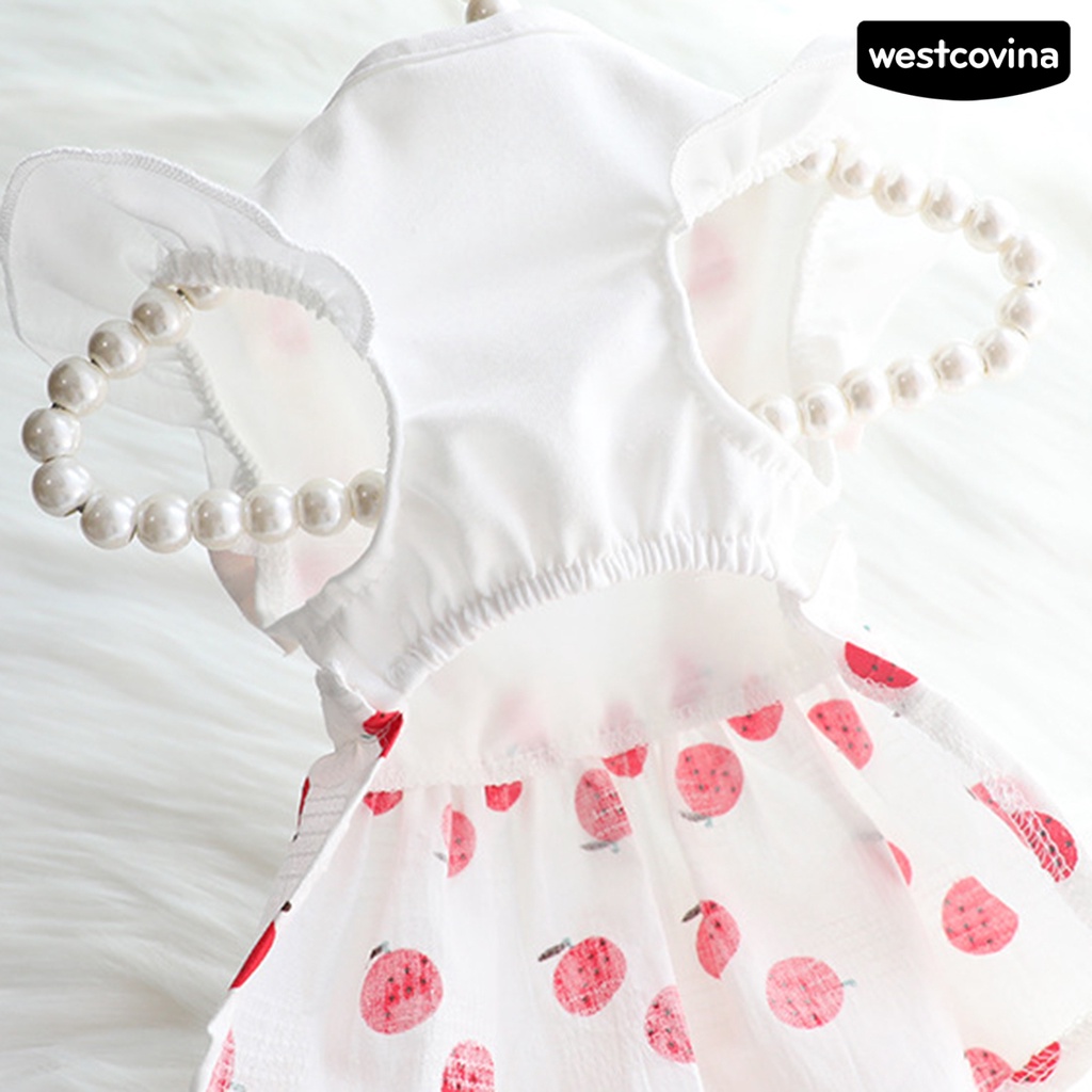 [COD]♞Đầm Không Tay In Họa Tiết Dâu Tây Tinh Tế Thời Trang Mùa Hè Cho Cún Cưng