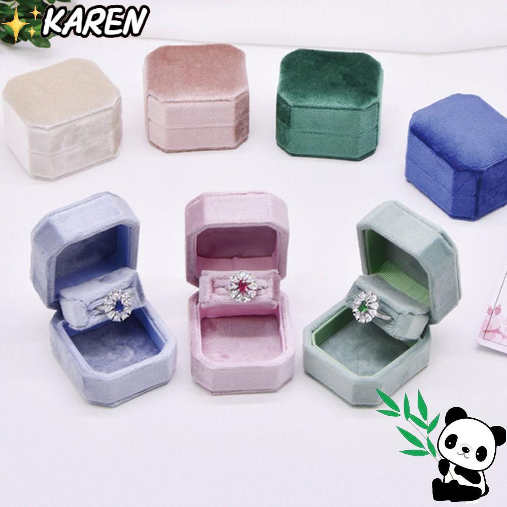 KAREN Hộp Đựng Nhẫn Cưới Đính Hôn Chất Liệu Nhung