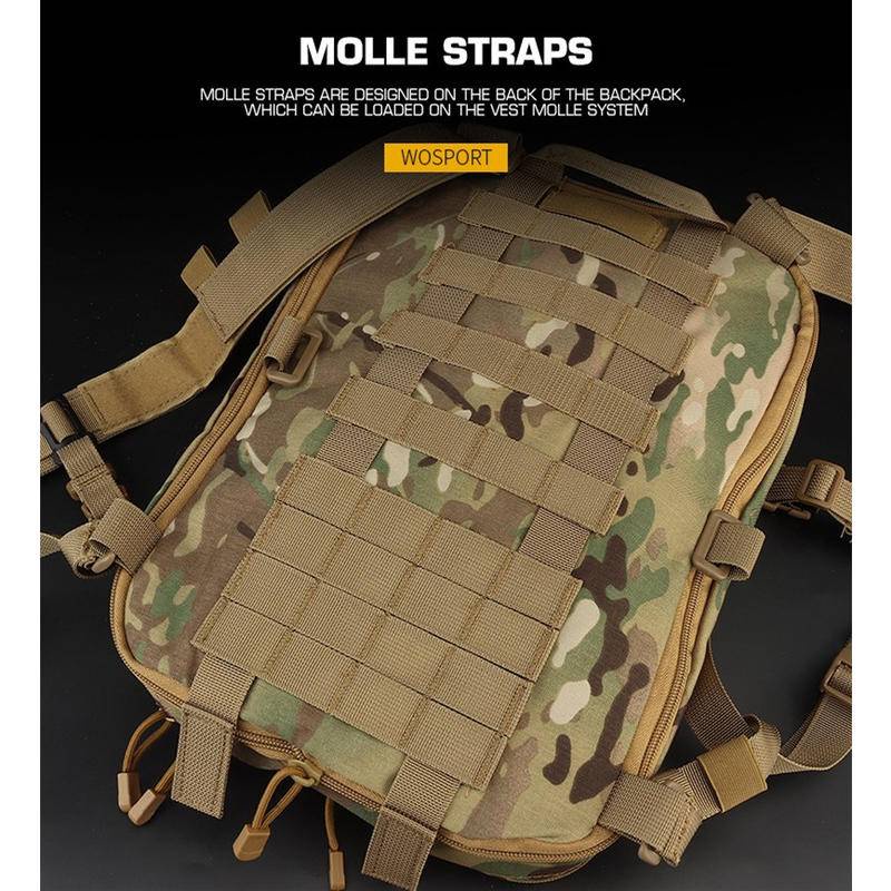 WoSportT Tactical Backpack Lightweight MOLLE System External Bag Camo
